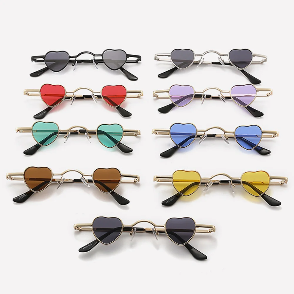 Metal Frame Eyewear Heart-Shaped Hip Hop Shades Uv400 Sun Glasses Metal Frame Heart Shaped Sunglasses For Fashion Shows Everyday