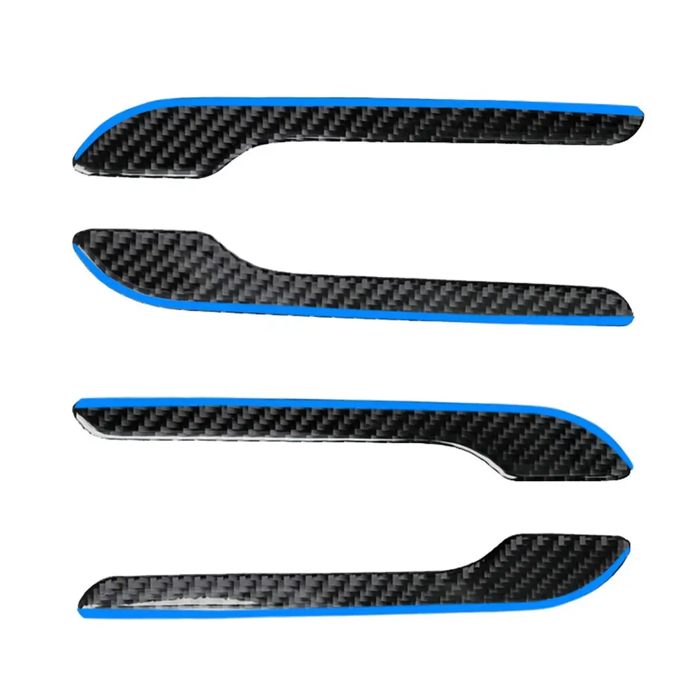 4Pcs Carbon Fiber Car Door Handle Decor Panel Trim For Tesla For Model 3 /Y ABS Plastic Auto Accessories Tools