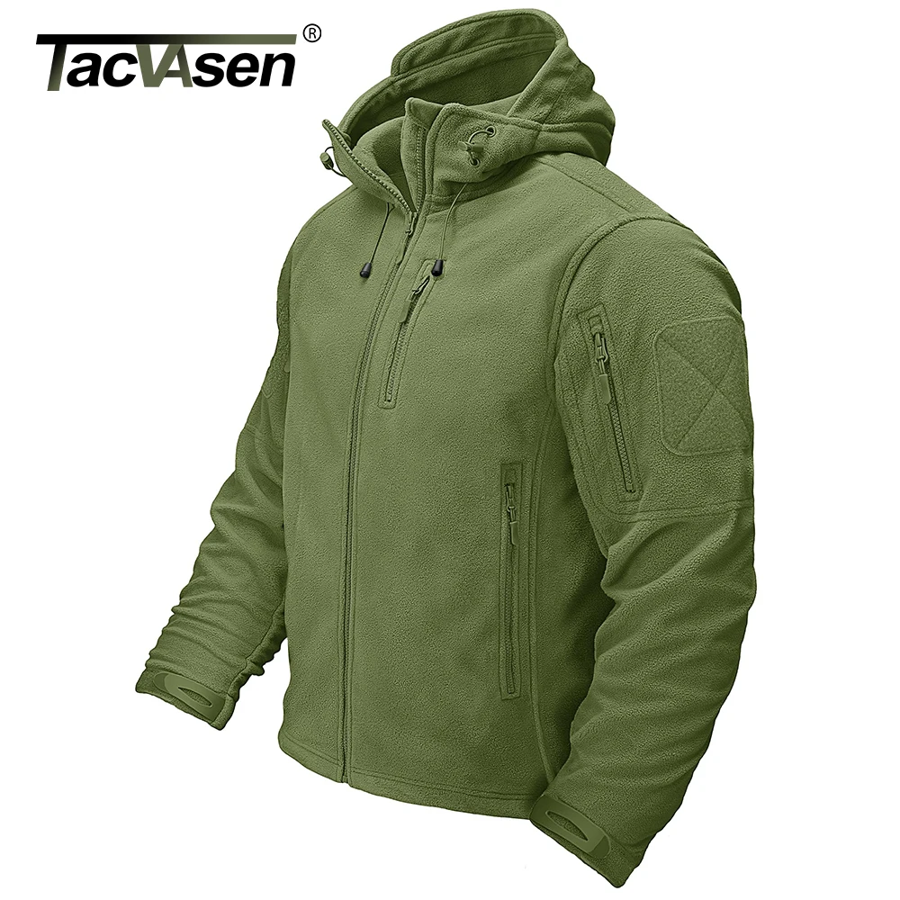 TACVASEN Fall Winter Men's Hooded Fleece Jacket Full Zip Up Soft Warmth Windproof Coat Outdoors Working Hiking Fishing Outerwear