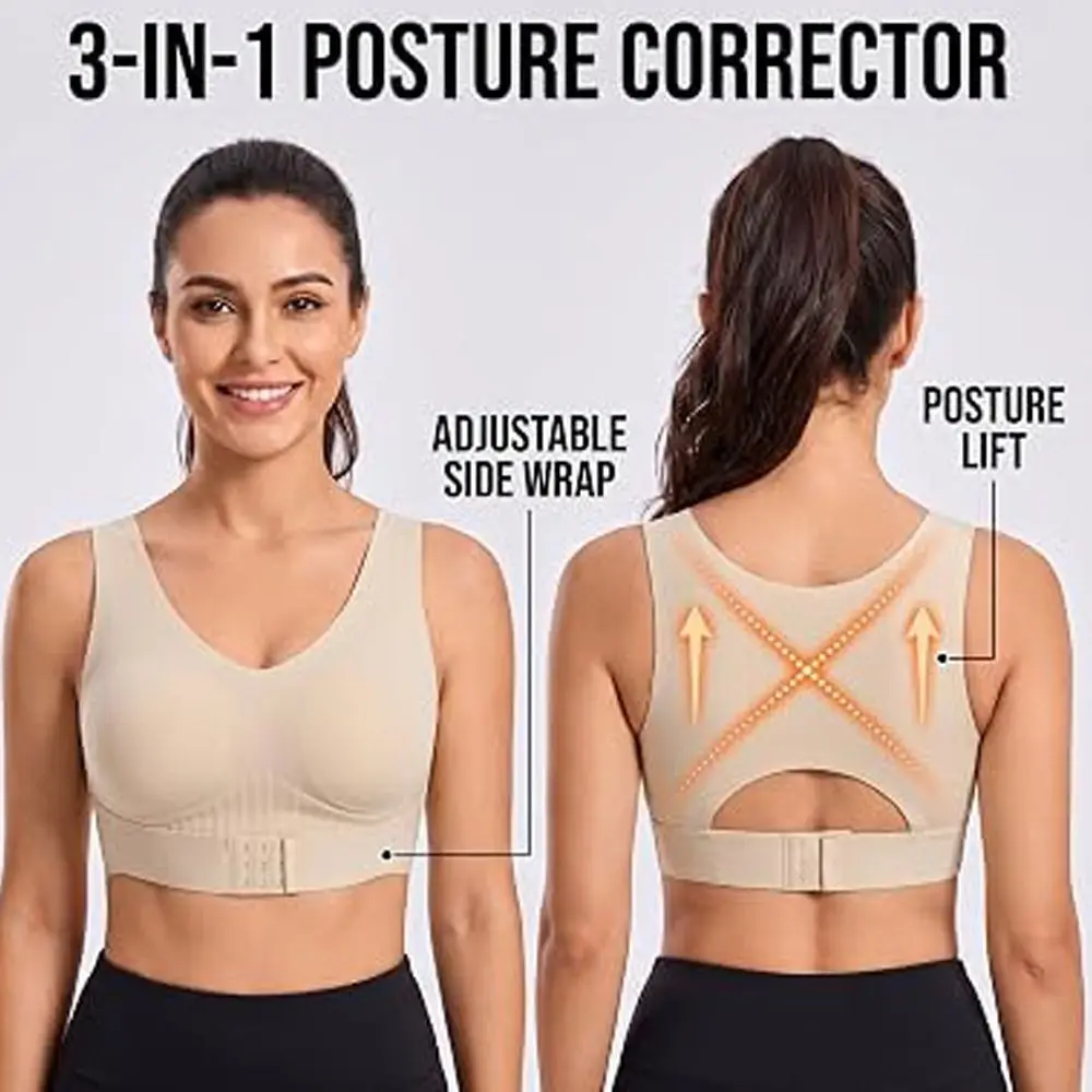 Seamless Posture Corrector Bra Breathable Anti-Sagging Back Support Underwear Front Closure Shaping Lingerie for Women