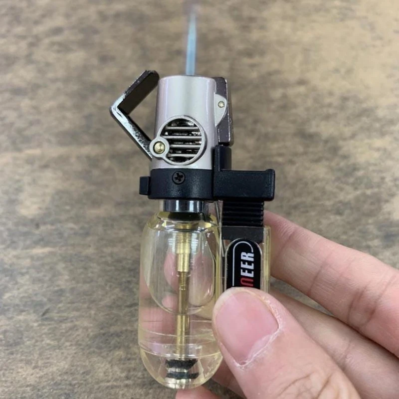 

Hot Selling Portable Windproof Straight Flame Lighter Barbecue Outdoor Ignition Survival Tool Keychain Cigarette Accessories