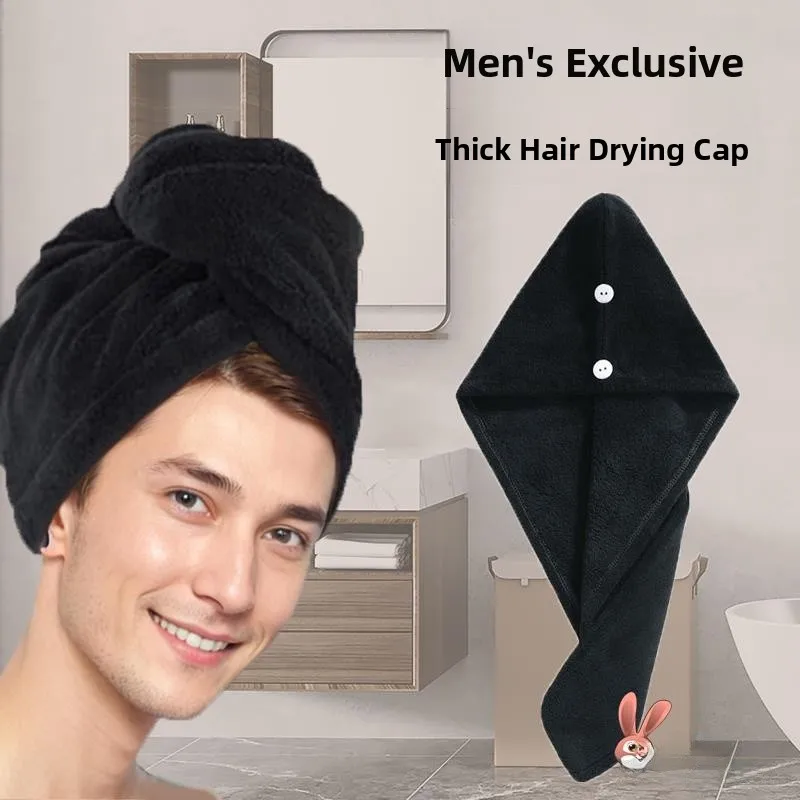 

Men's Thiened Drng Cap Super Absorbent Qui Dry Hair Towel Bla Version No edding for Long Hair Personal Hygiene