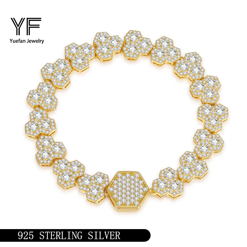 

S925 Silver Main Stone Moissanite Stone Triple Leaf Crocodile Flower Hip Hop Jewelry Personality Valentine's Day Gift Christmas