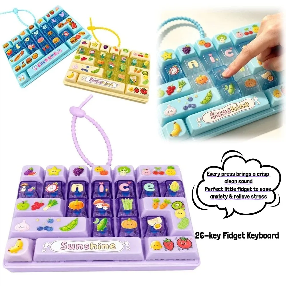 26-Key Decompression Button Cute Design Transparent Dual-Tone Mini Keyboard Pendant Simulation Keyboard Keyboard Keychain