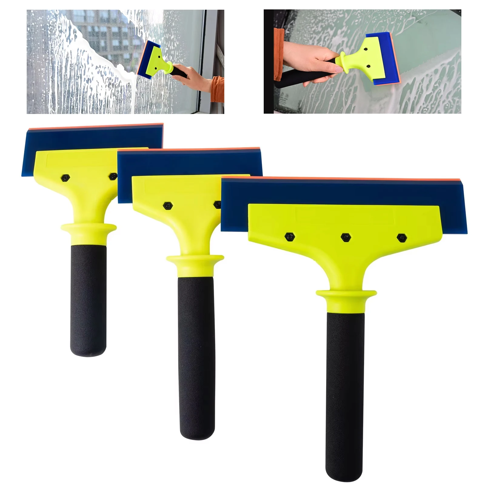 EHDIS Short/Long Squeegee for Car Window Cleaning 5/8 Inch Window Tint Scraper with Nylon Handle Silicone Wiper Tinting Tools