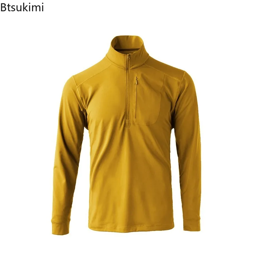 Pulôver de alta elasticidade masculino moletom ao ar livre outono base camisas correndo leve topos esportes trainning exercício camiseta