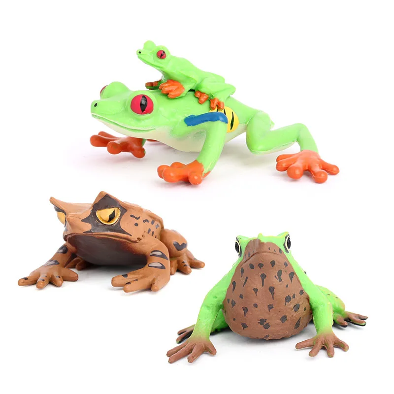 Kids Cognitive Toy Ornaments Simulation Reptile Animal Frog Triangle Withered Leaf Frog  Darwin Frog Red-eyed Tree Frog Model