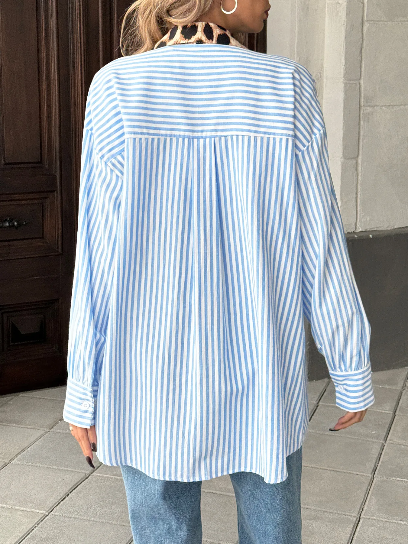 Casual Women's Shirts Spring Autumn Printed Splicing Fashion Loose Holiday Style Clothing Long Sleeves Single Breasted Tops