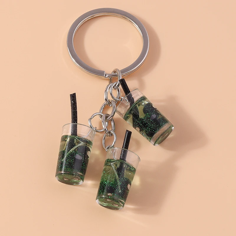 New Resin Simulation Fruit Drink Bottle Keychain Keyring for Men Women Car Key holder Handbag Pendants Jewelry Gift