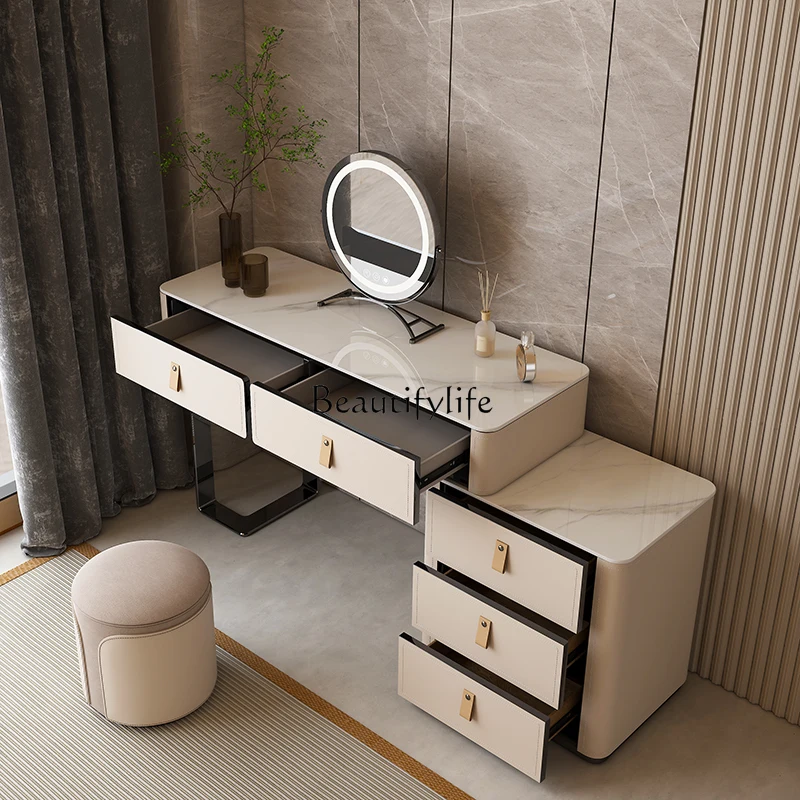 Light luxury high-end bedroom bedside cabinet solid wood storage cabinet dressing table