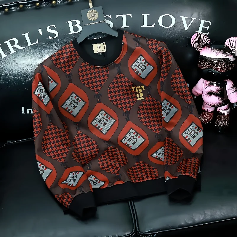 

Мужская толстовка премиум-класса 2025 года, весна-осень, утепленная, с длинным рукавом, круглым вырезом, больших размеров, модная и стильная.