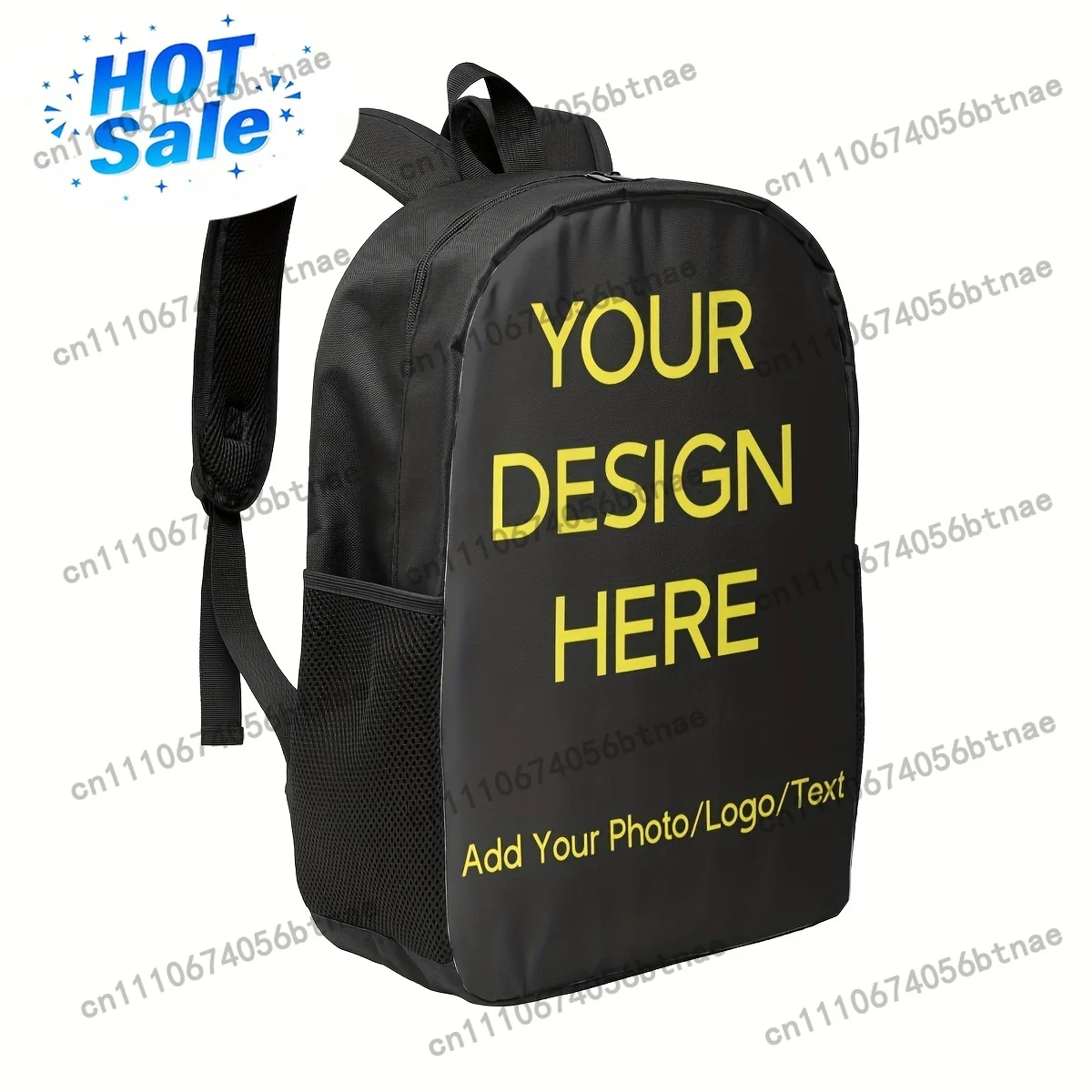 Personalized Large Capacity Backpack - Custom Photo or Text, Durable Polyester, Ideal for School, Travel & Camping, Fits 17