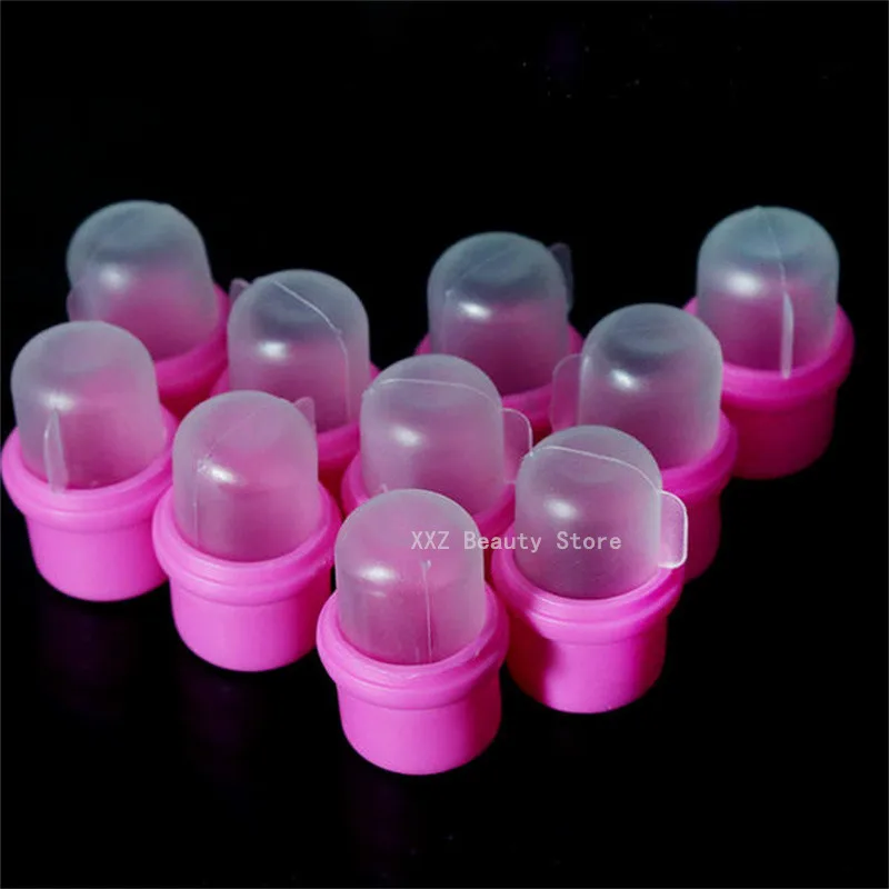 Tampas reutilizáveis rosa para arte em unhas, 1/10/20/50/100 peças, removedor de esmalte em gel uv, envoltórios de borracha para polimento limpo, ferramenta de manicure