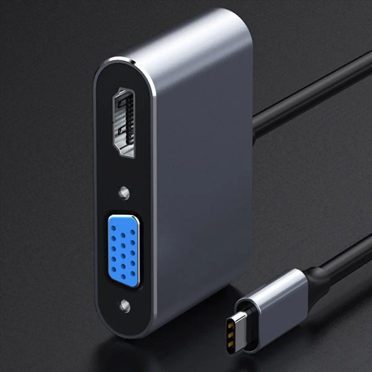 *ABDH 2X USB C إلى HDMI VGA محول متعدد المنافذ 4K نوع C USB-C HUB محولات أجهزة عرض الفيديو محول منفذ لماك بوك برو #6