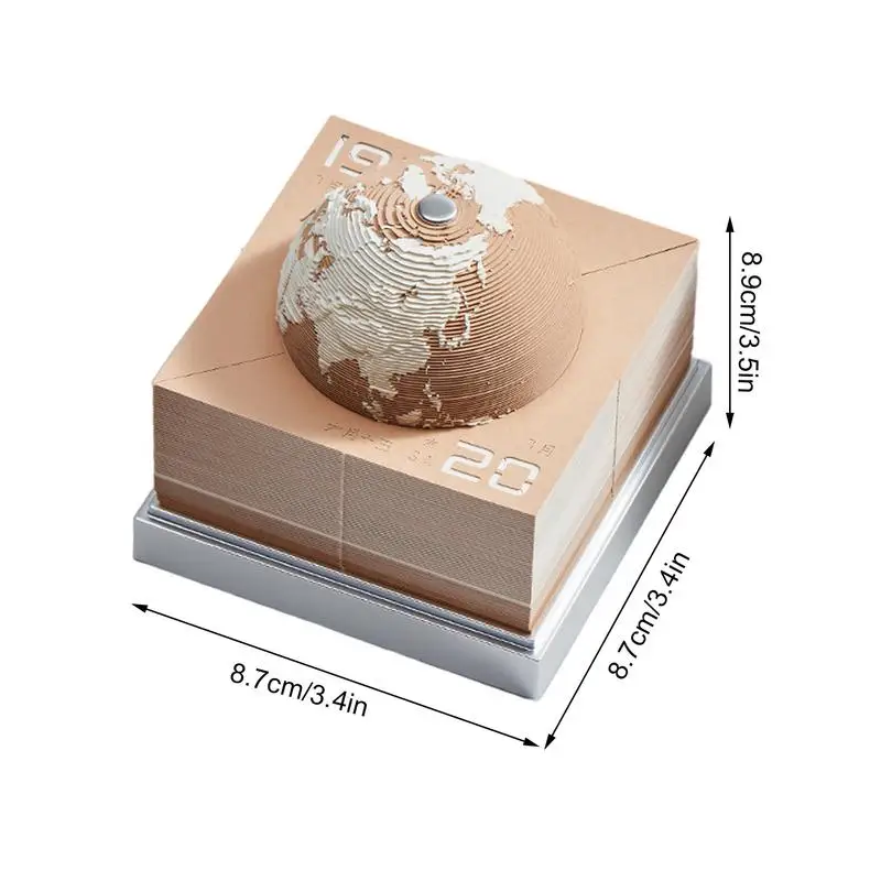 Imagem -06 - Creative 3d Globe Memo Pad Blue Earth Calendar Record Paper Sculpture Novidade Gift Ano Novo Natal 2024