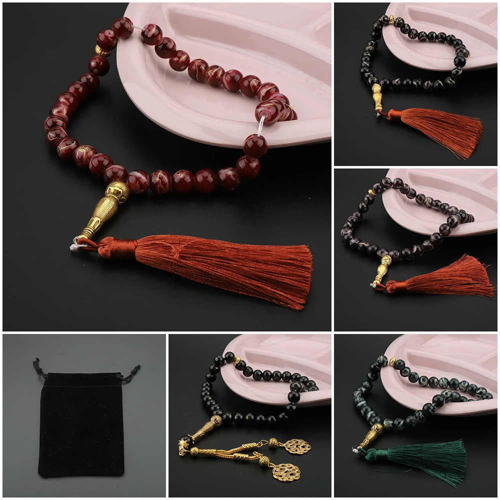 33 moslim rozenkrans islamitische gebedskralen kristalglas tasbih gebedskralen armband met kwastje voor vrouwen sieraden accessoires cadeau