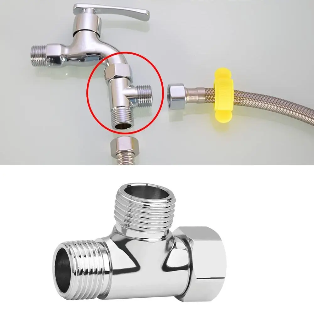Anti-Rust 3 Way T Shape Adapter Thickened Anti-leak Brass T Adapter Multi-purpose Easy To Install Shower Diverter Valve