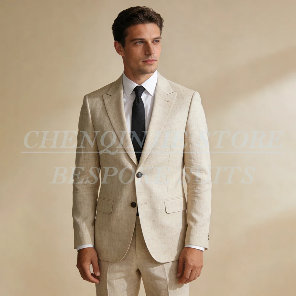 

Peak Lapel Men's Suits Formal Single Breasted Peak Lapel Slim Fit Male Clothing Elegant Wedding Groomsmen 2 Piece Jacket Pants