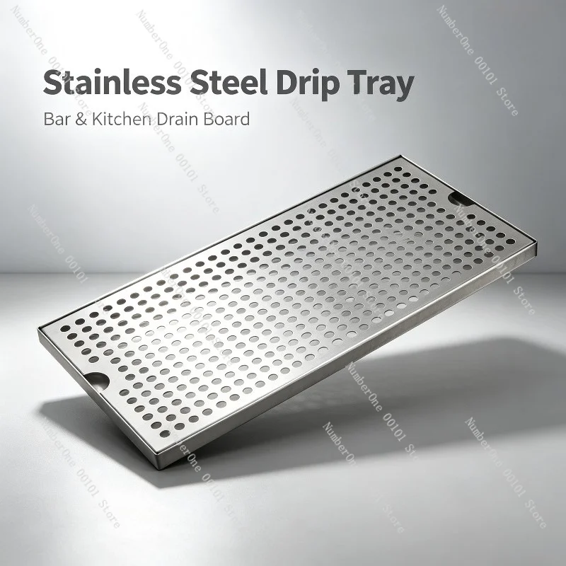 Stainless Steel 304 Drip Tray Square, Bar Beer Tower Drain Pan for Kitchen Tea Coffee, Rustproof Polished Serving Tray