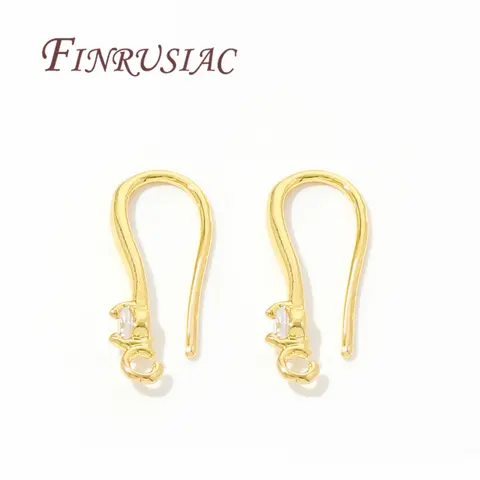 지르콘 귀걸이 후크 포함 금도금 황동, 프랑스 귀걸이 액세서리, DIY 여성용 쥬얼리 귀걸이, 18K