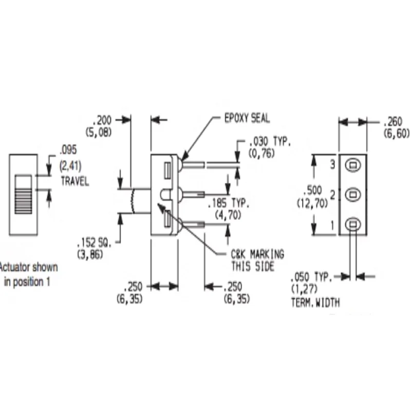 10 قطعة Q15 الشريحة التبديل TS-13 3pin 2 موقف تبديل التبديل على 2A250V 5A120V