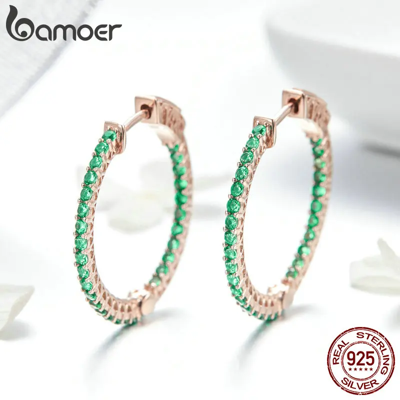 925 Sterling Silver Green CZ Round Stud Earrings for Women