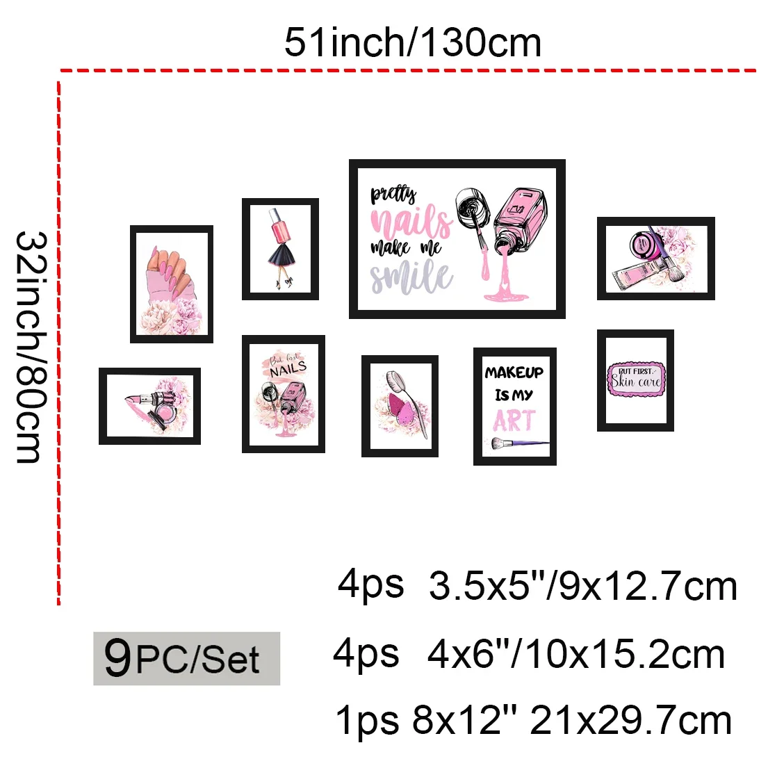 

9PCS/set 5'' 6'' A4 Multiple Photo Frame Set Wall Decor Black Wood Picture Frame Combination Family Frame Horizontal Vertical