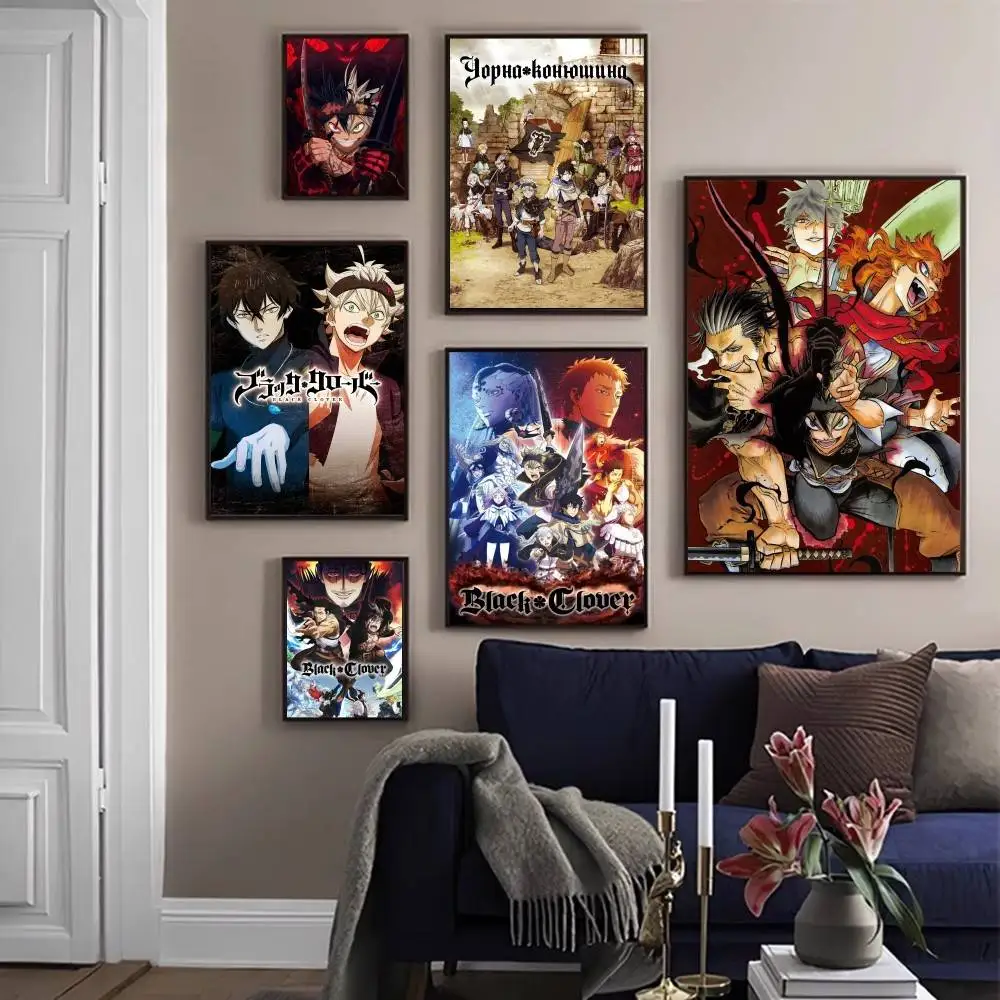 

Anime Black Clover Classic Vintage Posters Decoracion Painting Wall Art White Kraft Paper Kawaii Room Decor