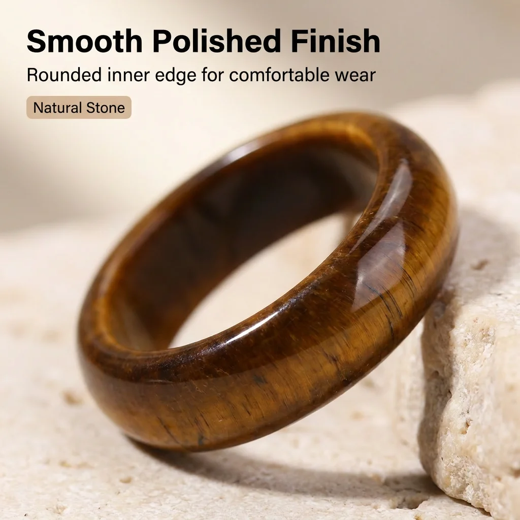 1 Stück Naturstein-Kristall-Achat-Hämatit-Ring, Unisex, modisch, 3 mm breit, Verlobungsring, Valentinstag, Schmuck, Geschenk, 옥반� – Detail 3