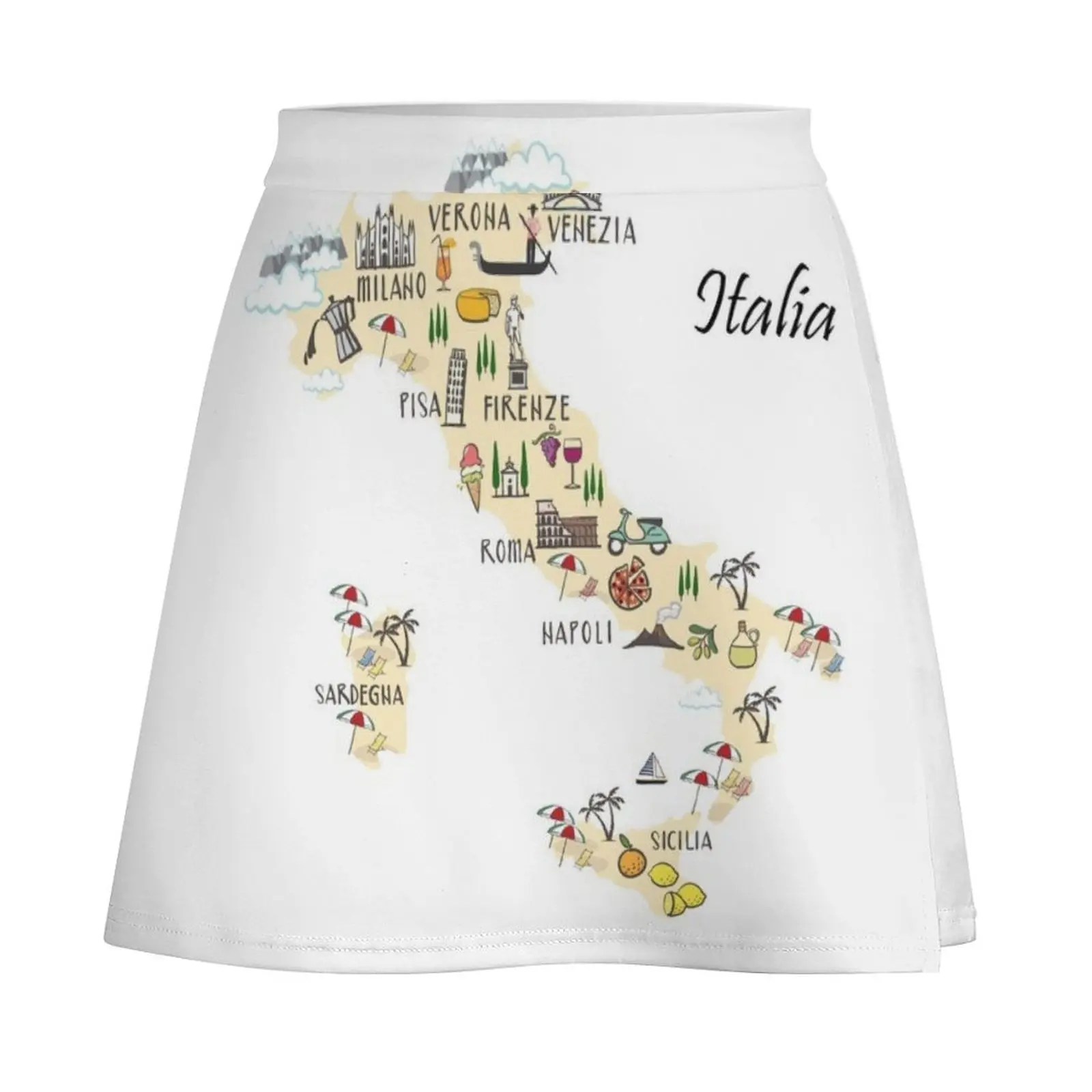 Italia Travel Map Mini Skirt new in external clothes fairy grunge dress Mini Skirt