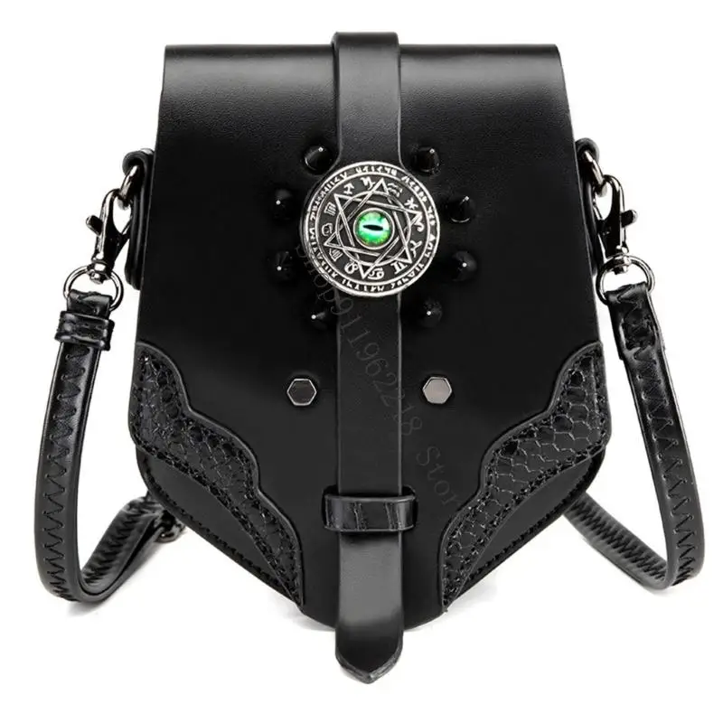 

Trendy Black Crossbody Bag For Women Evil Eyes Design Leather Shoulder Purse 066F
