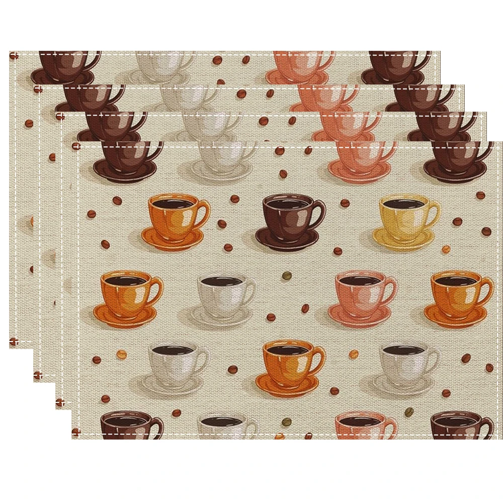 

4/6/8 шт. кофейная чашка PlaceMat, машинная стирка, льняные коврики для стола, коврик для обеденного стола для встреч в помещении, сезонный декор стола