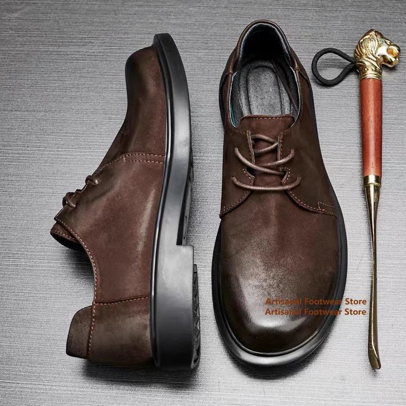 

Low Top Leather Casual Shoes Brown/black Business Office Men's Shoes British Style Soft Leather Soft Sole Cowhide Men's Shoes