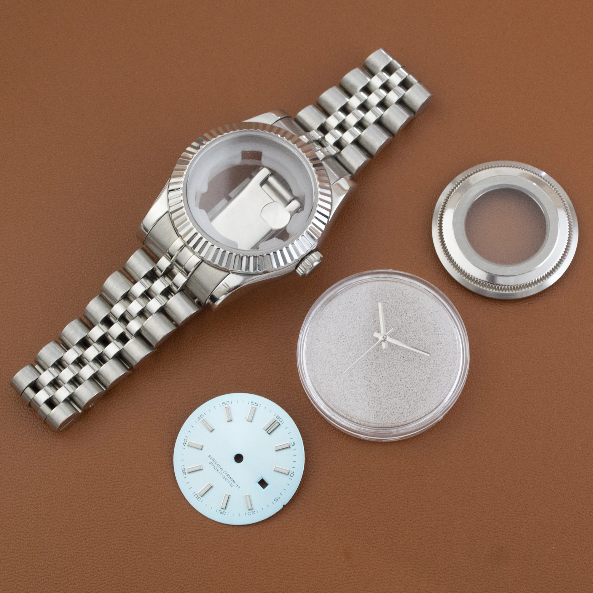 

33mm High Quality Stainless Steel Women Watch Case Dial Hands Silver Rose Gold Case Strap Sapphire Waterproof For NH05 Movement