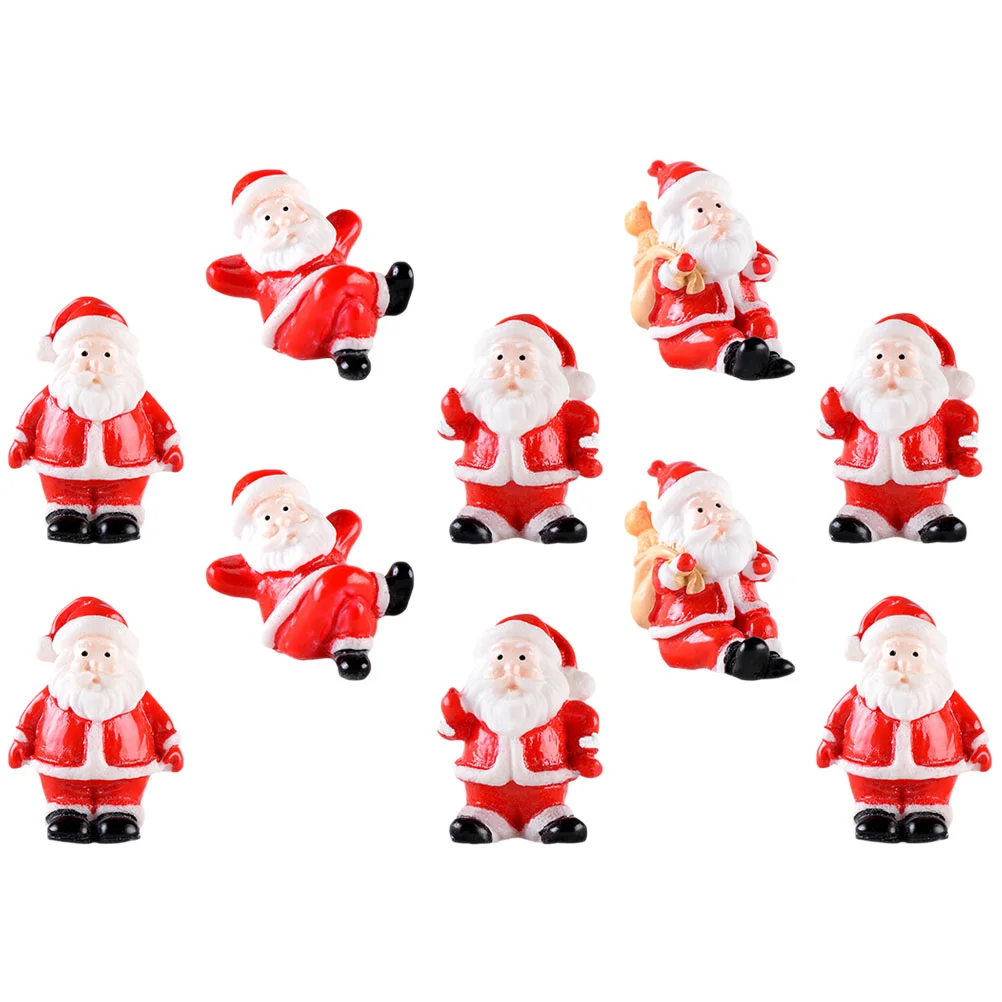 

10 Pcs Ornament Christmas Santa Claus Miniature Landscape Snow Ornaments Man Snowman Resin Decor