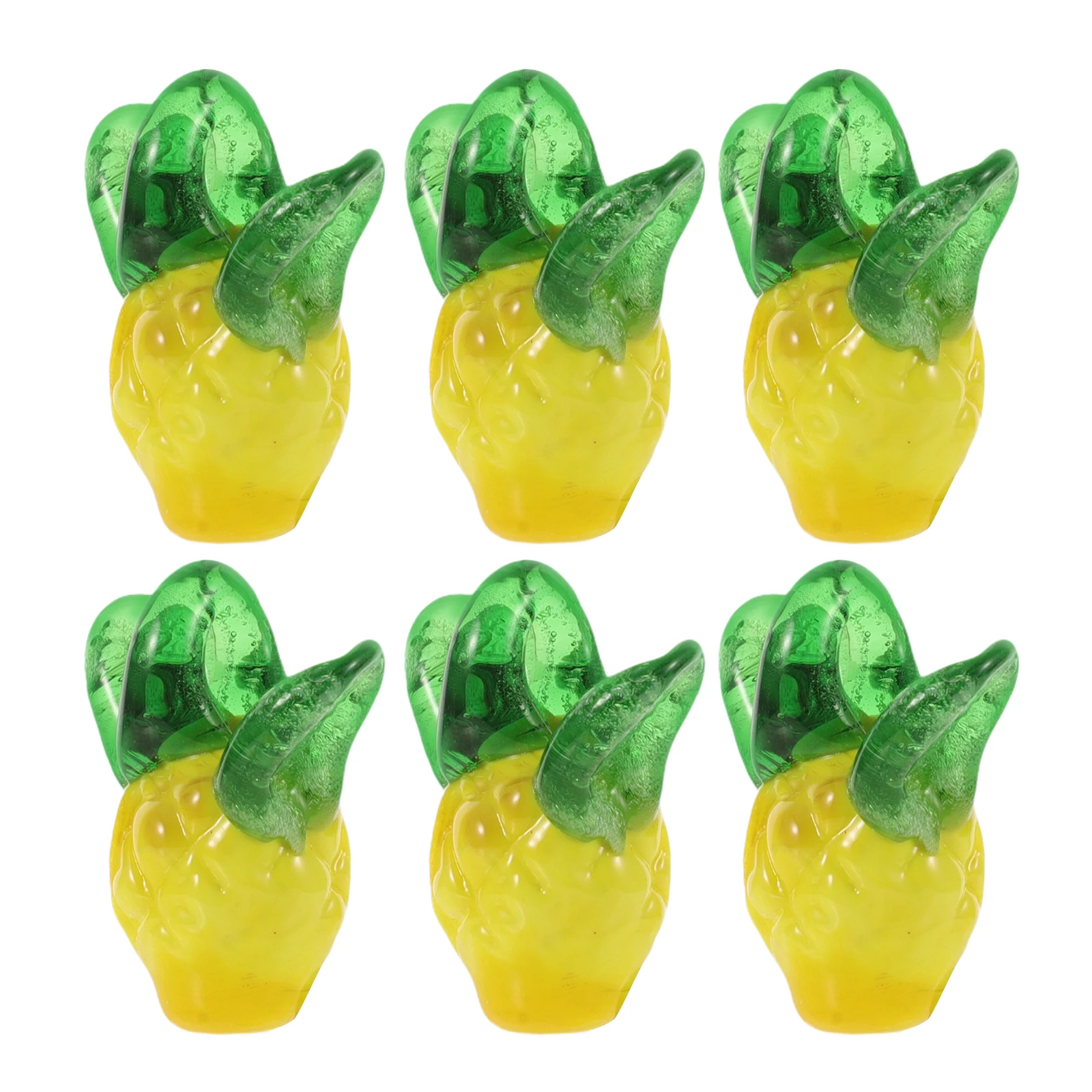 

6pcs Pineapple Charms Glass Hanging Decorative Diy Jewelry Making Keychain Phone Strap Accessories Small Cute Pendant Earring