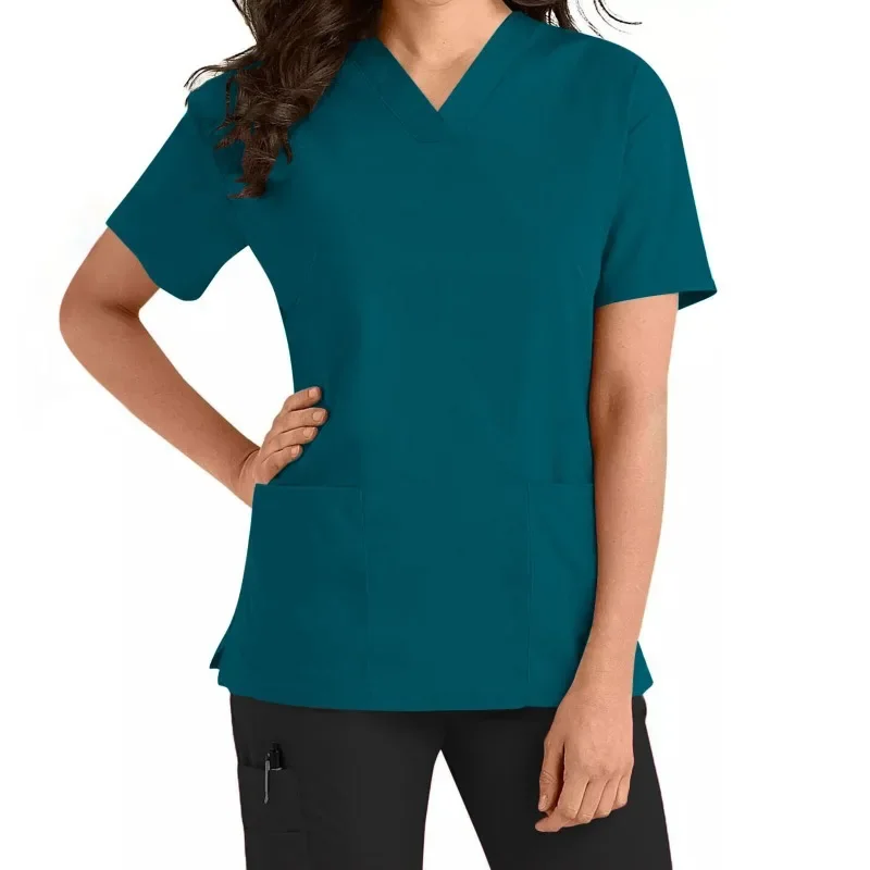 Nuovo abbigliamento medico casual traspirante e set di abbigliamento per spazzole mediche Abbigliamento da lavoro da laboratorio blu caraibico