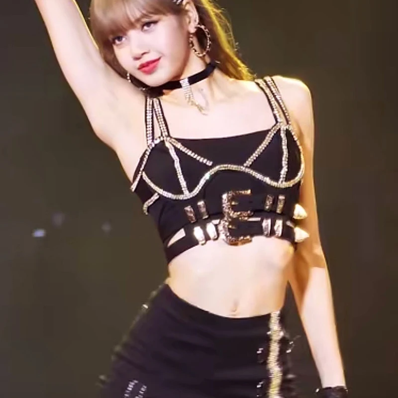 Lisa Kpop Stage Outfits Street Dance Jazz Dancer Costume Festival Outfit Women Gogo Dj Rave Festival Clothing Hip Hop