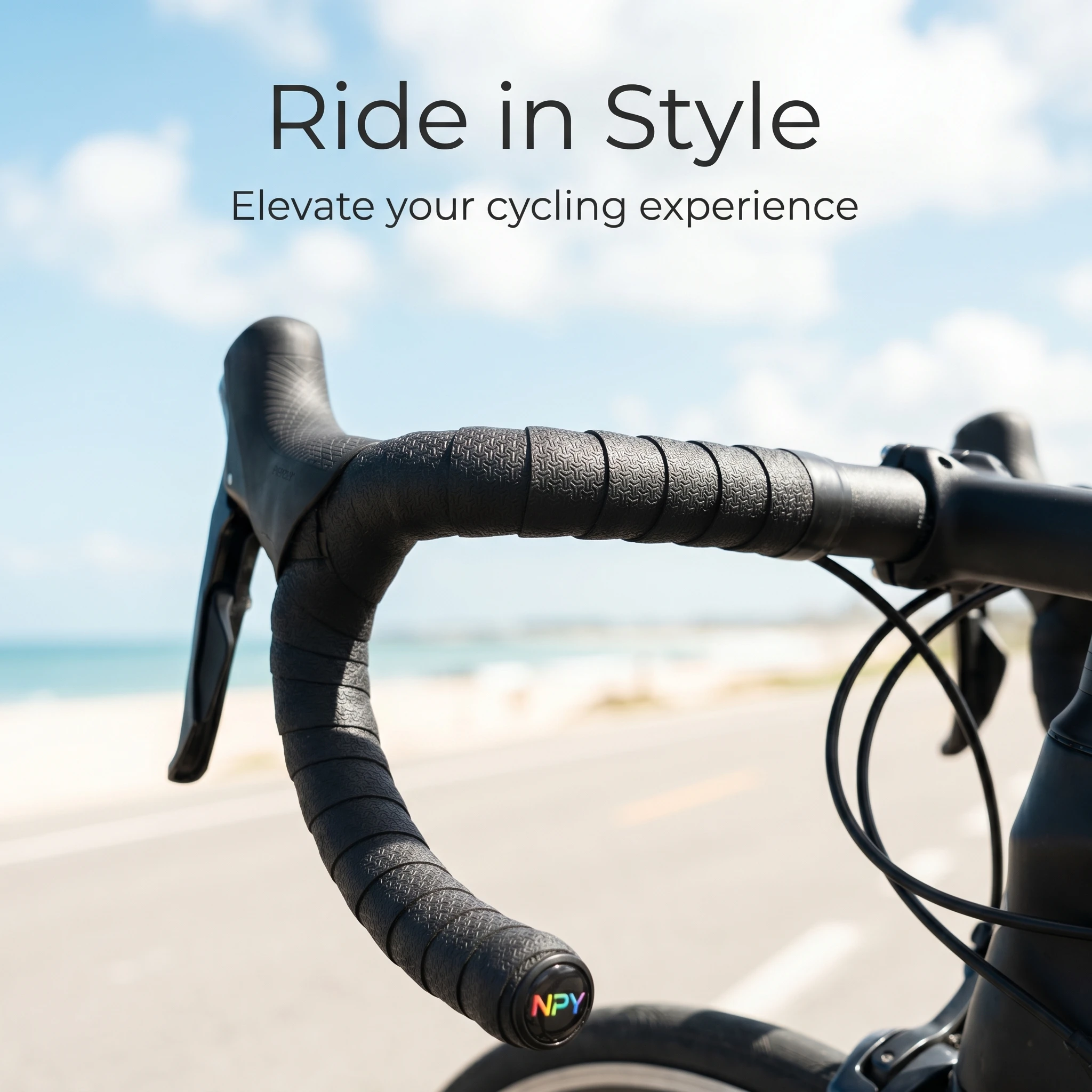 NPY Road Bike Handlebar Tapes PU+EVA Shock Bicycle Handle Bar Tape W/Bar End Plugs Anti-Slip Anti-Vibration Wrap Belts Bartape - view 6