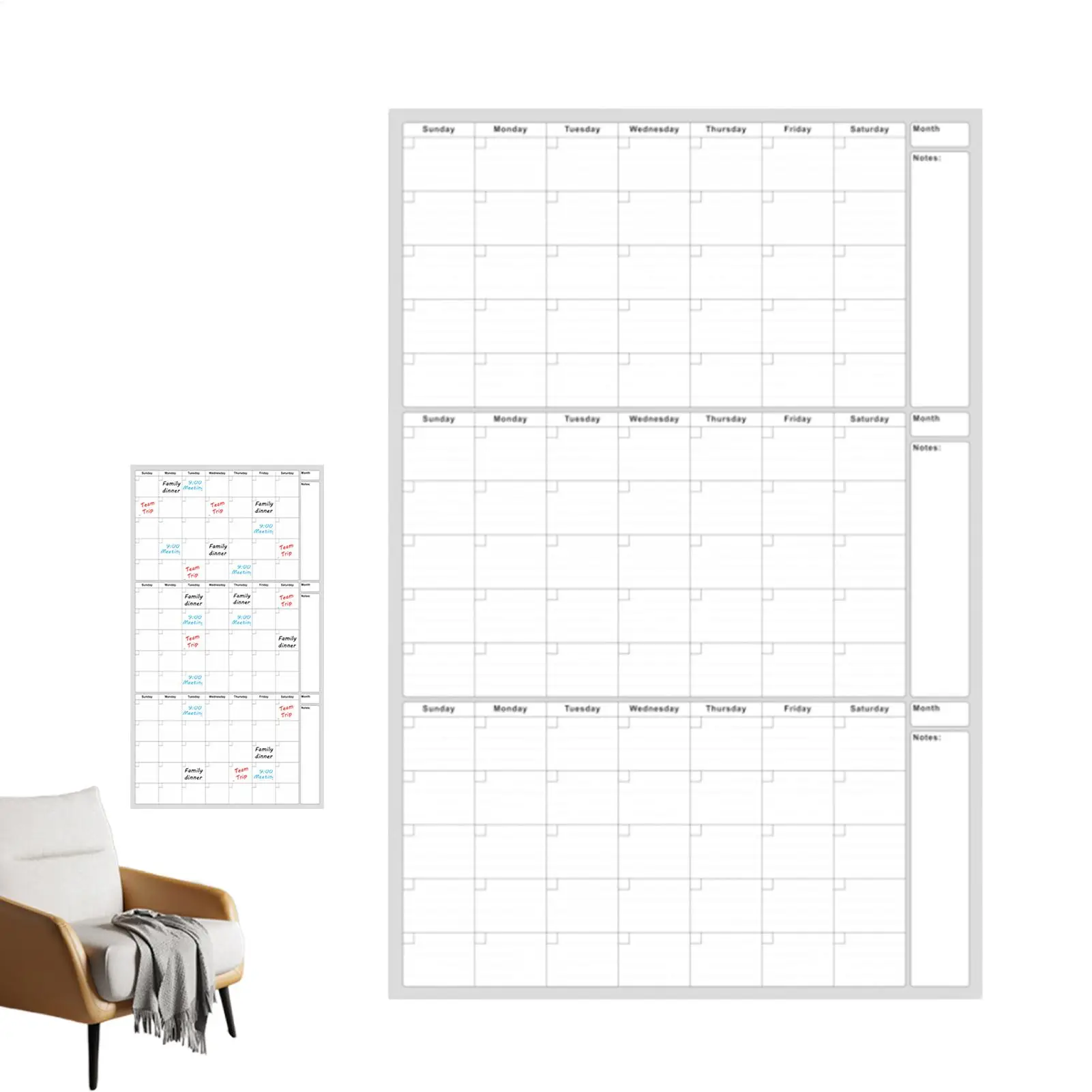 

Large Dry Erase Calendar Unlimited Dates Calendar Whiteboard Planning Whiteboard 47.99x32.01in With To-Do List Notes Area For