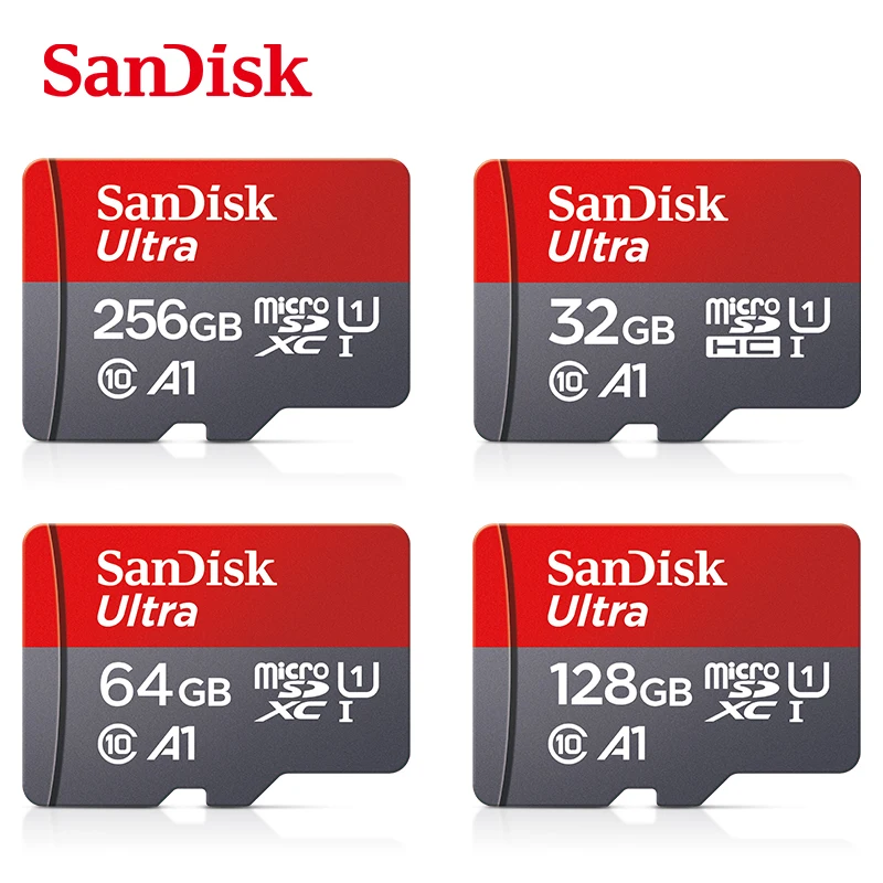 Sandisk Ultra A1 Micro SD Card 128GB 32GB 64GB 256GB Memory Card STF Flash Card Memory Cards 32/64/128GB for Phone + Card Reader