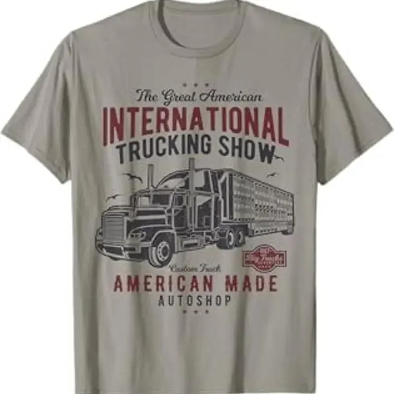 

International Trucking Show Graphic Tee for Men Breathable Short Sleeve Crewneck T-Shirt