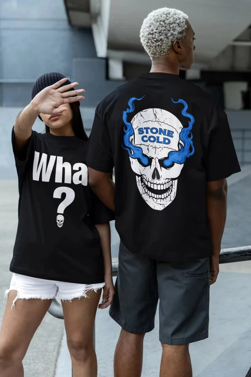 2026 Summer Men Women Skull Front&Back Cotton T-Shirt Clothing Stone Summer Oversized T Shirt 2026 Cold Short Sleeve Tees Tops