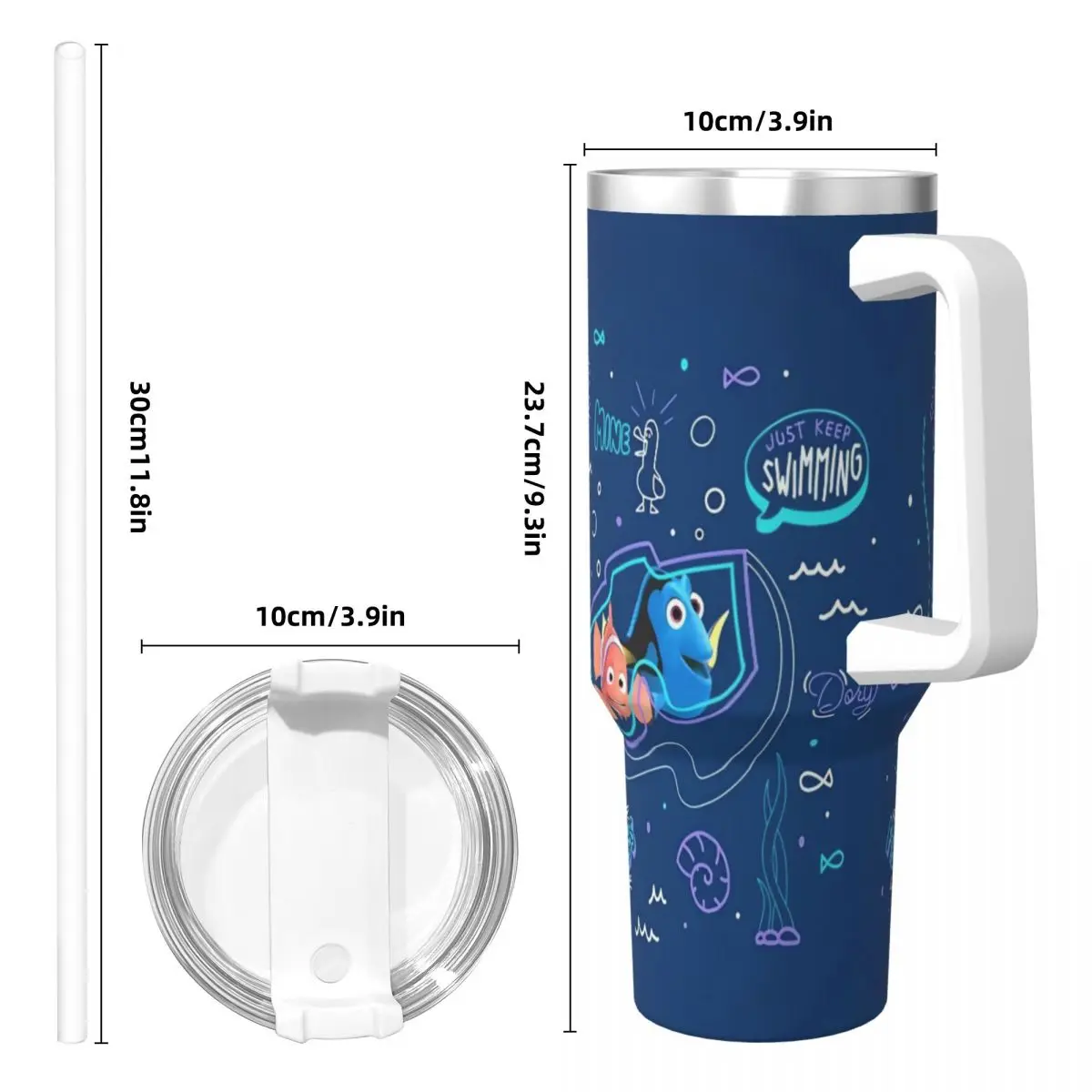 كوب أكواب نيمو من الفولاذ المقاوم للصدأ مع شفاطات للشاطئ وزجاجة مياه باردة وساخنة تحافظ على الحرارة أكواب حرارية ذات سعة كبيرة