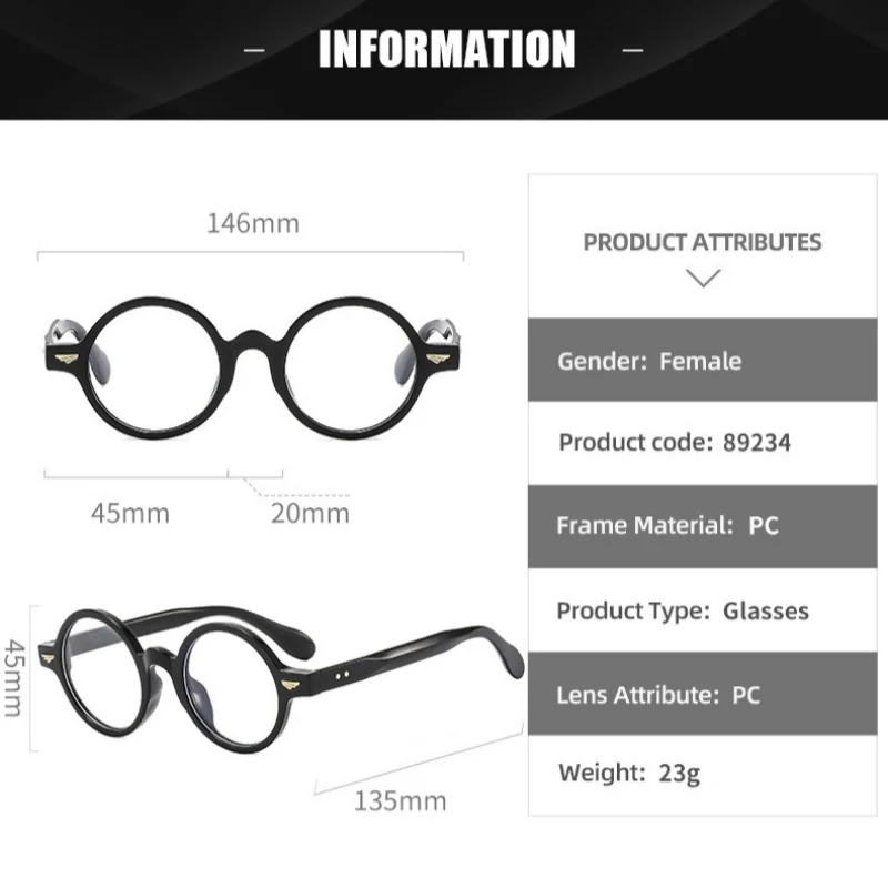 Anti Blue Rays Student Round Nearsighted Glasses For Women Men Vintage Short-sight Prescription Spectacles 0 -0.5 -0.75 To -6.0