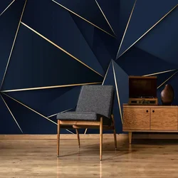 Luce di Lusso Astratta Linee Dorate Blu Murale 3D Carta Da Parati Per Soggiorno camera Da Letto Sfondo Della Parete Complementi Arredo Casa Panno Parete Affresco