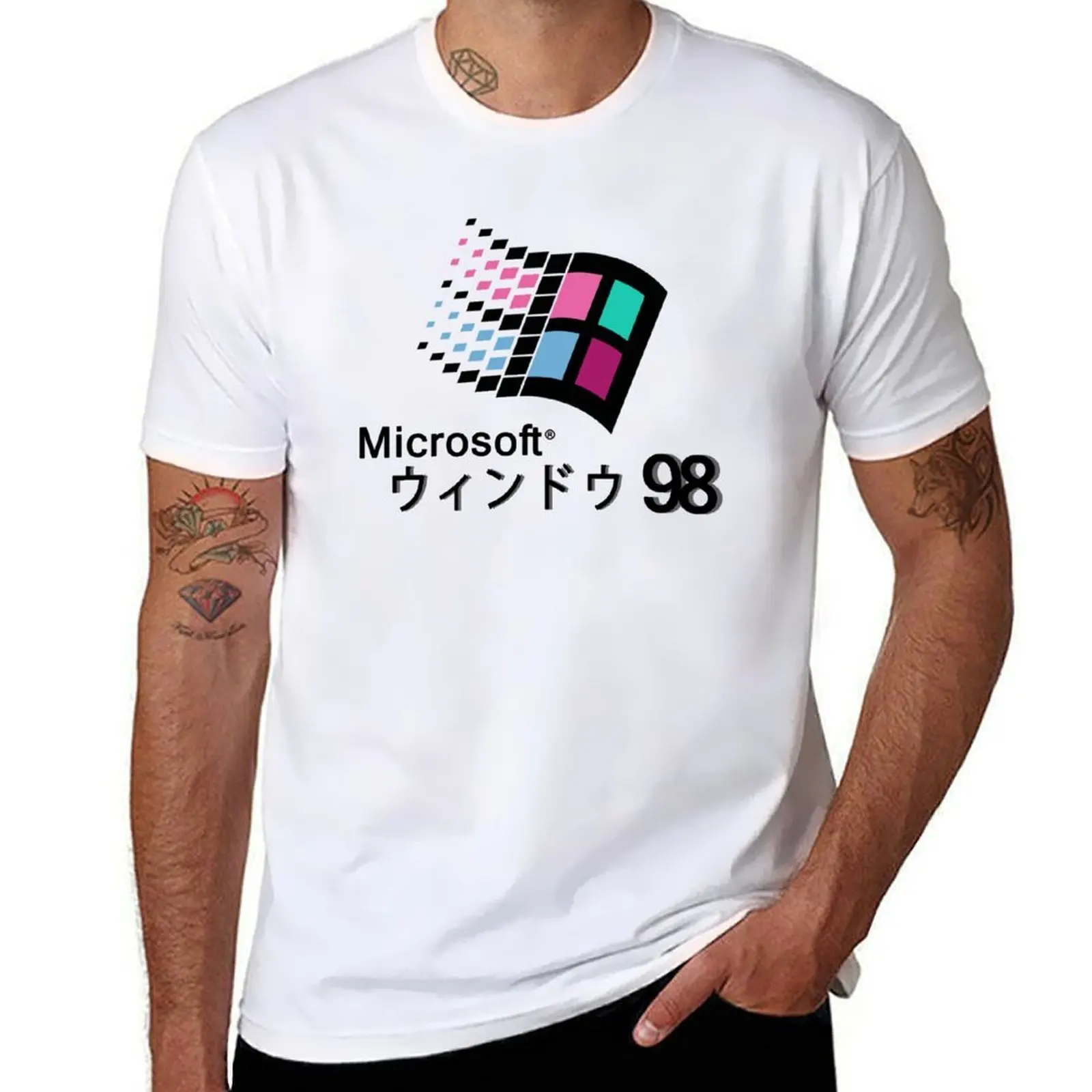 

Футболка Microsoft Windows 98, Vaporwave, футболки с аниме для мужчин, мужские футболки для мужчин, повседневная футболка