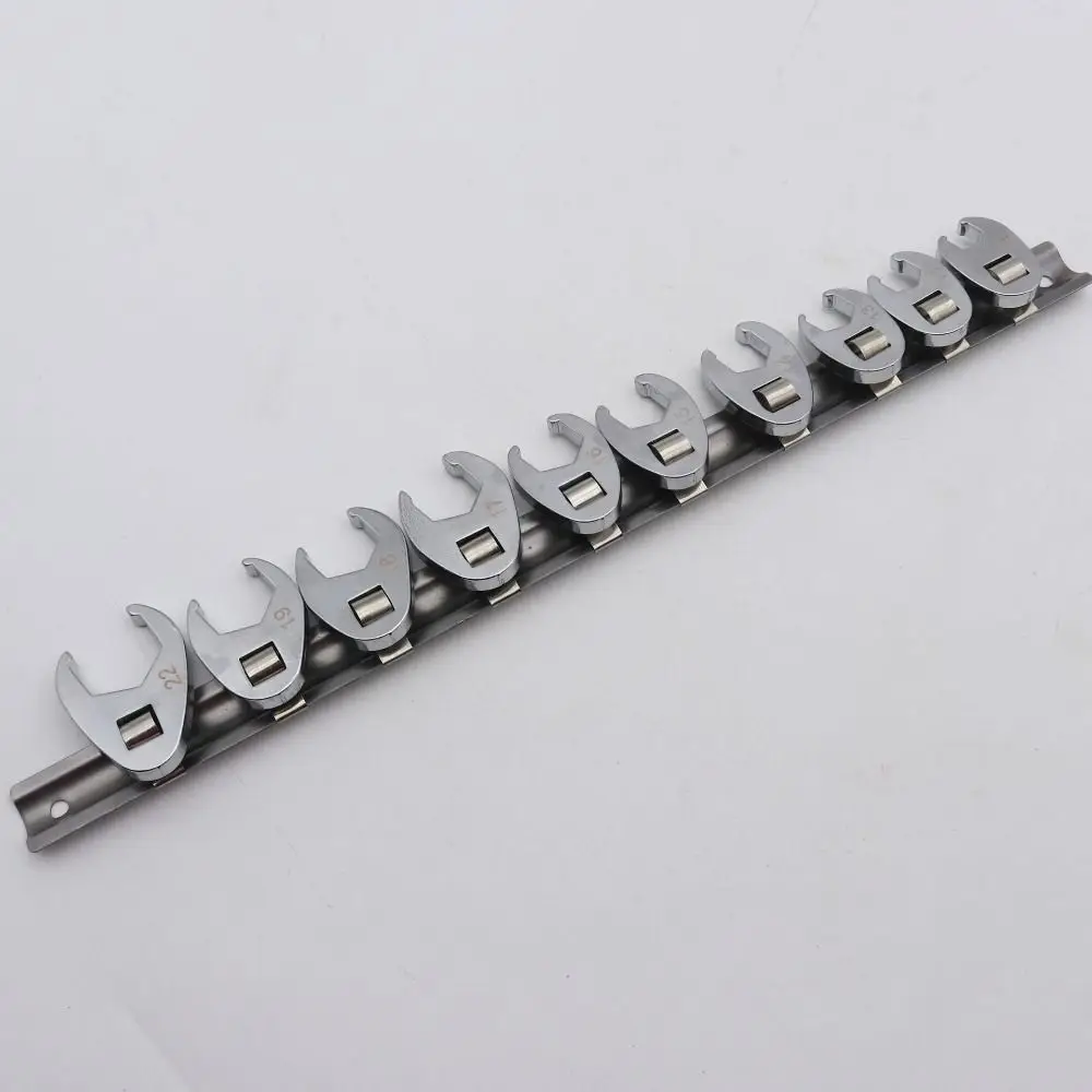 10 Pcs 3/8Inch Drive Crowfoot Wrench Set 10 To 22mm Nuts Open End Spanner Bolts Metric Horn Wrench Head Crows Foot Spanner