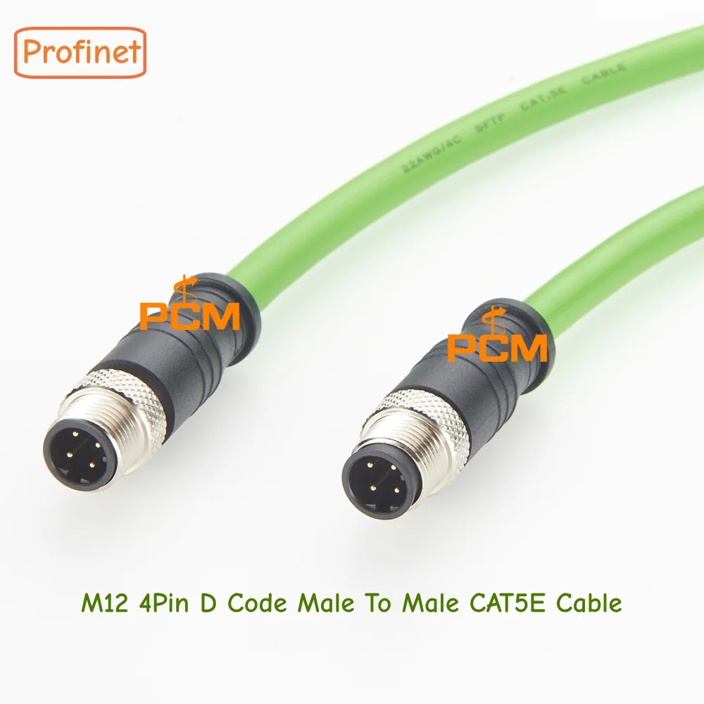 M12 4 Pin D Code Male to Male CAT5E Ethernet Cable for PLC Profinet EtherCAT Automation Robot System Compatible With IFM &Turck