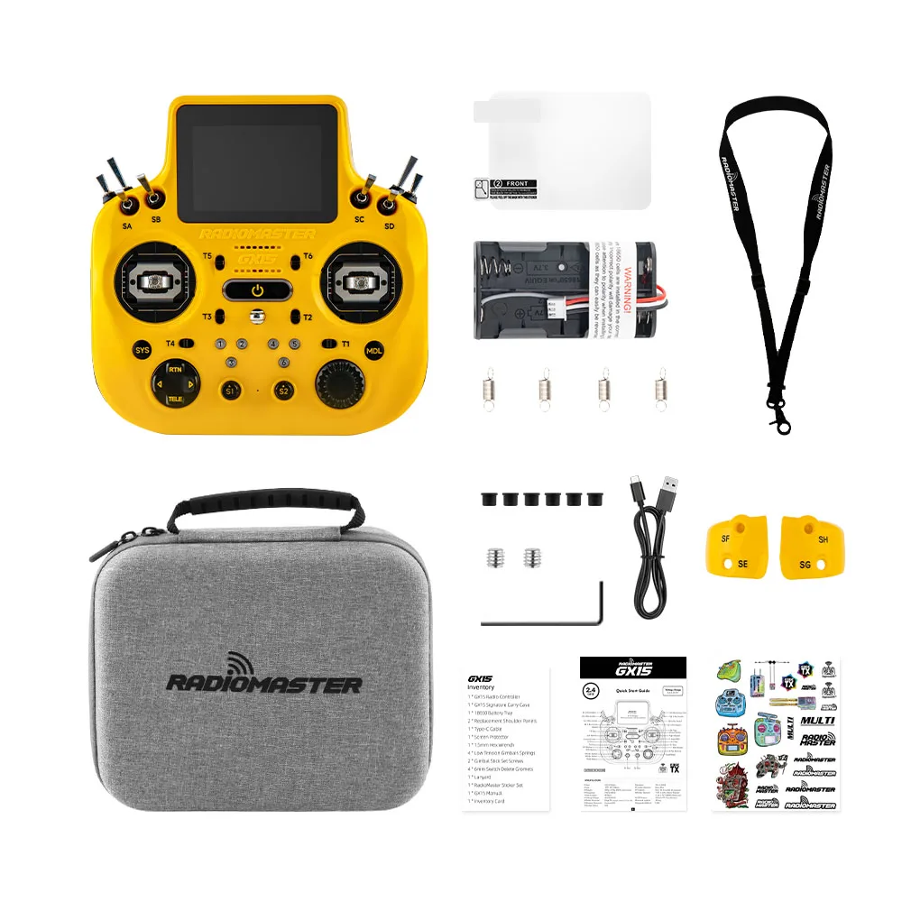 Radiomaster GX15 2.4GHz ExpressLRS EdgeTX 16CH 3.5inch IPS Touchscreen V6 Hall Gimbal Remote Controller